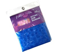 Штора для ванной EUROHOUSE EVA 3D, синяя, 180x180 см, 12 пластиковых колец, мозаичное стекло 16235