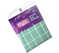 Штора для ванной EUROHOUSE PEVA, 180x180см, 12 пластиковых колец, лазурная клетка 16236