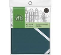 Штора для ванной EUROHOUSE PEVA, 180x180см, 12 пластиковых колец, зеленый узор 16238