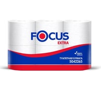 Бумага туалетная Focus Extra 2 слоя, белая, целлюлоза, 48 м, 6 рулонов 5042265/5067596 1418097