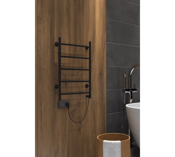 Полотенцесушитель INDIGO Arc electro 60/40 (скр.монтаж, унив.подкл.R/L, черный муар) LCAE60-40BRR