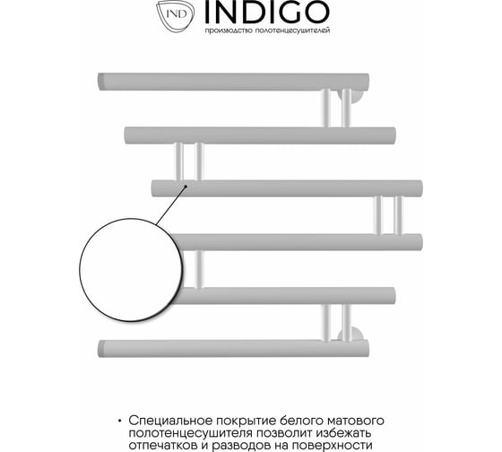 Полотенцесушитель INDIGO Фокстрот Zip 1", 50/50, белый матовый УТ000033978