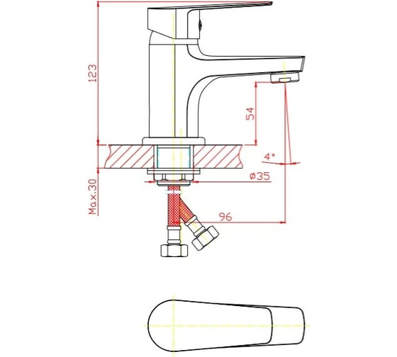 Смеситель для раковины Orange Loop никель M26-021ni