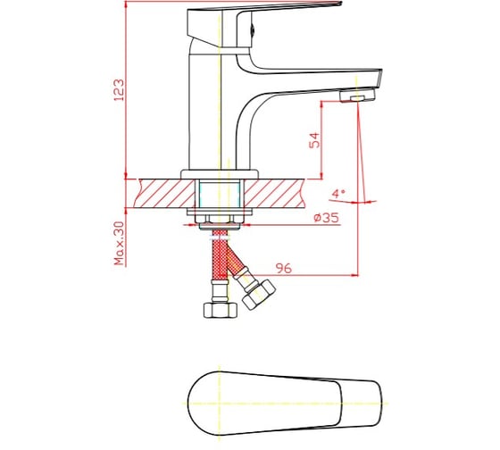 Смеситель для раковины Orange Loop золото M26-021g