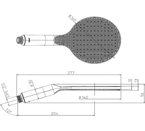Лейка душевая Bossini Apice 140 мм, 1 режим, с Easy-Clean, хром B00900.030