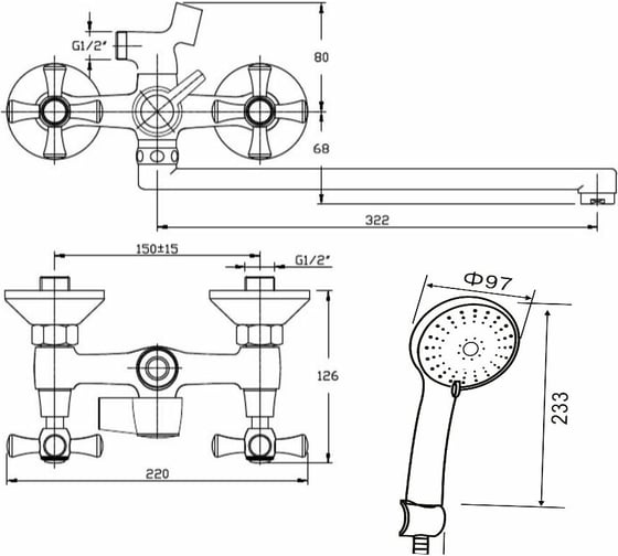 Универсальный смеситель для ванны Orange Classic бронза M76-211br