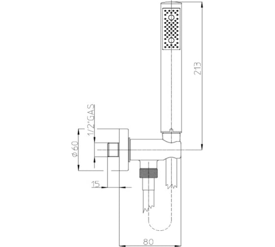 Ручной душ Bossini C12 - Zen держатель с шланговым подсоединением, шланг (A00158), черный матовый C12002.073