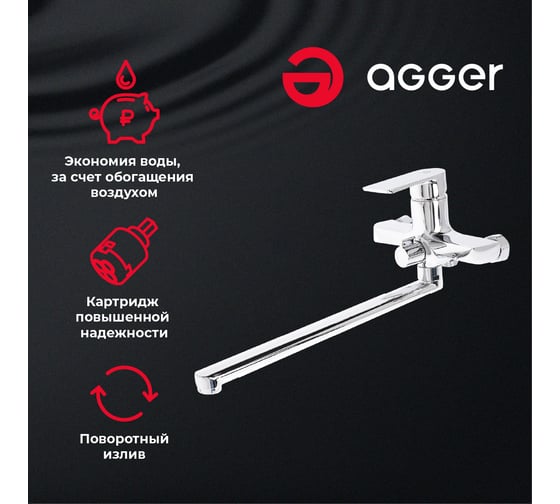 Универсальный смеситель для ванны Agger Brilliant хром A0321100