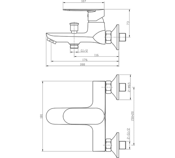 Смеситель для ванны Agger Splendid хром A0910000