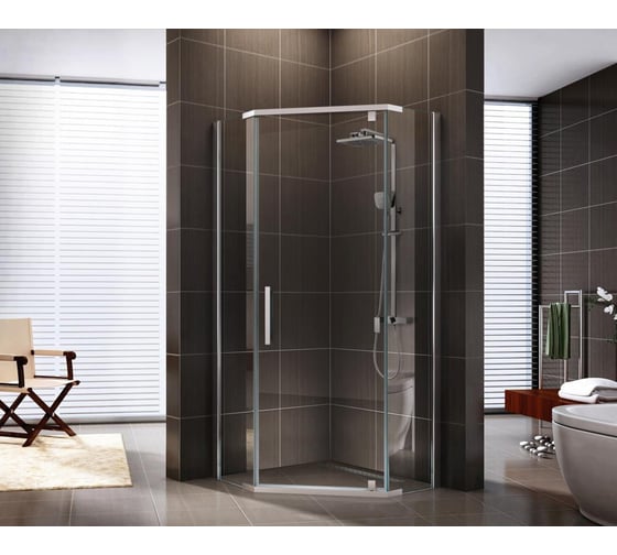 Душевой уголок BERGES OXIGEN 900x900x1950, прозрачное стекло, 8 мм, профиль хром 061021