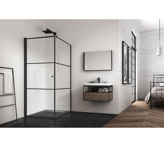 Душевой уголок BERGES DARK 900x900x1950, прозрачное стекло, 8 мм, левый 061020L