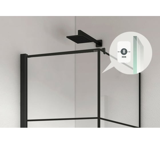 Душевой уголок BERGES DARK 900x900x1950, прозрачное стекло, 8 мм, левый 061020L