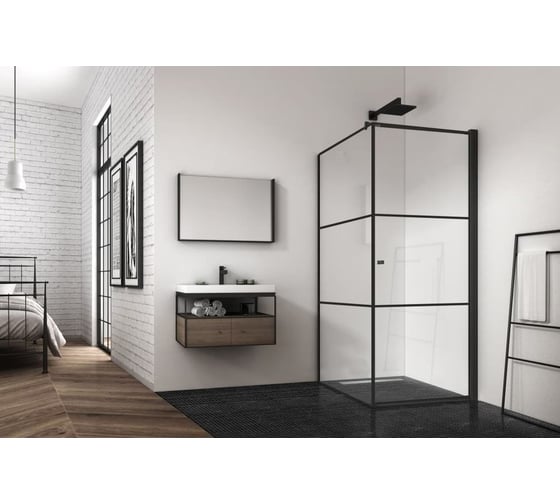 Душевой уголок BERGES DARK 900x900x1950, прозрачное стекло, 8 мм, правый 061020R