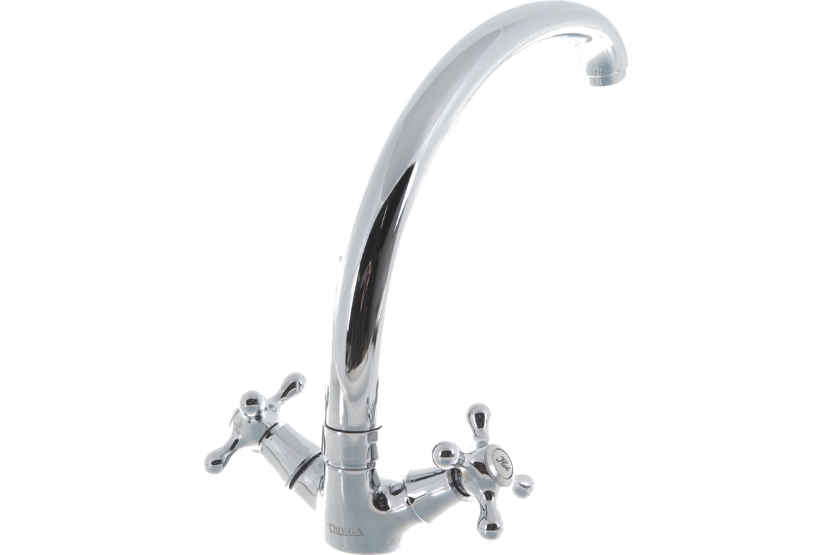 Смеситель stOmega Омега елочка 1/2", керамика, крест, большой корпус ...