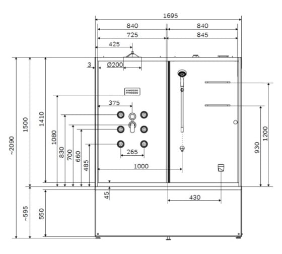 Комбинированный бокс с паром AM.PM Sense 170х85 сиденье в комплекте W75B-170S085WTA