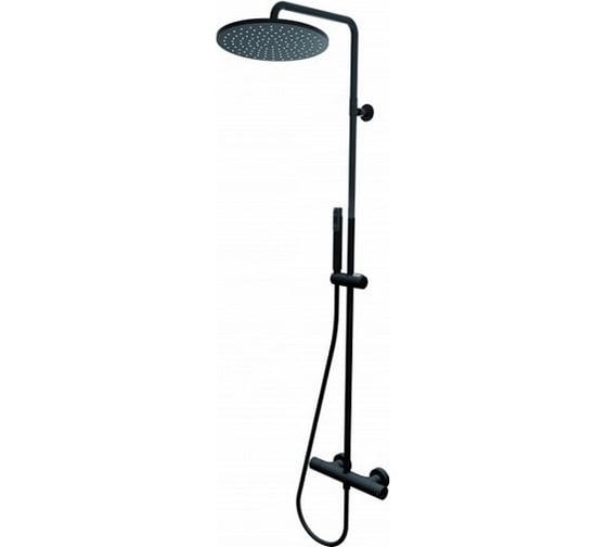 Душевая стойка Bossini Black&White Line с монокомандным смесителем, с ручным и верхним душем 280 мм, черный матовый L10094.073