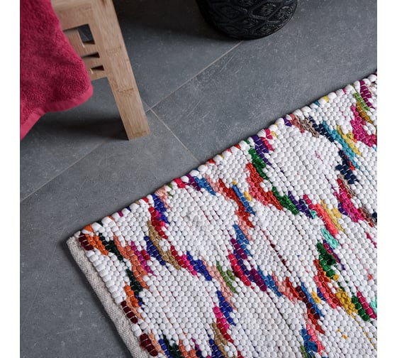 Мягкий коврик WESS Boho для ванной комнаты 60х90 см., цвет бежевый красный C24-60