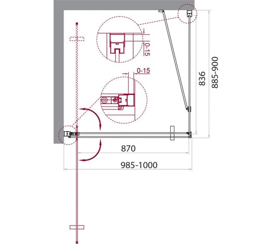 Душевой уголок BelBagno MARMI-AH-1-100/90-C-Cr
