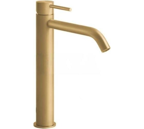 Смеситель для раковины Gessi Flessa высокий, длинный излив, без донного клапана, соединительные шланги, цвет Brass Brushed PVD 54006.727