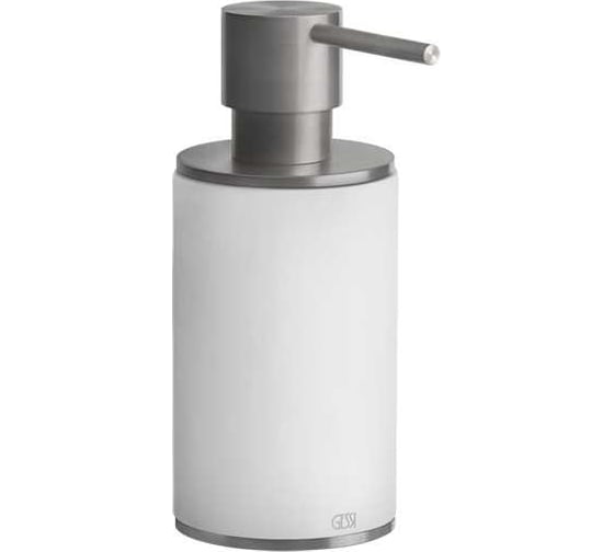 Дозатор для жидкого мыла Gessi 316 Accessories настольный, колба белая, цвет Steel Brushed 54737.239