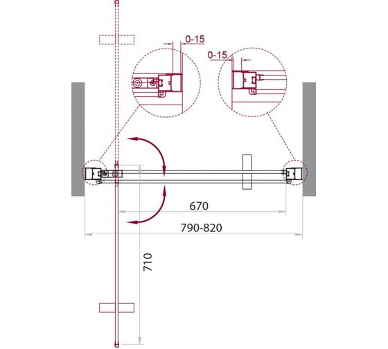 Душевая дверь BelBagno MARMI-B-1-80-C-Cr