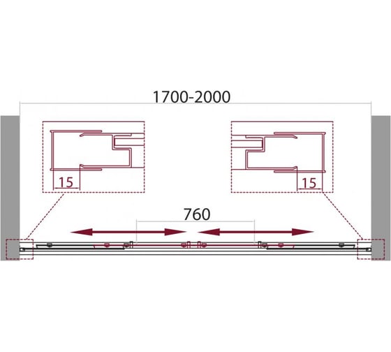Душевая дверь BelBagno UNIQUE-BF-2-170/200-C-Cr