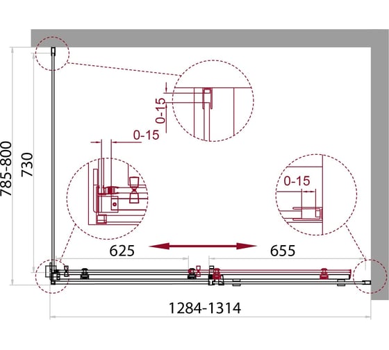 Душевой уголок BelBagno ACQUA-AH-1-130/80-C-Cr