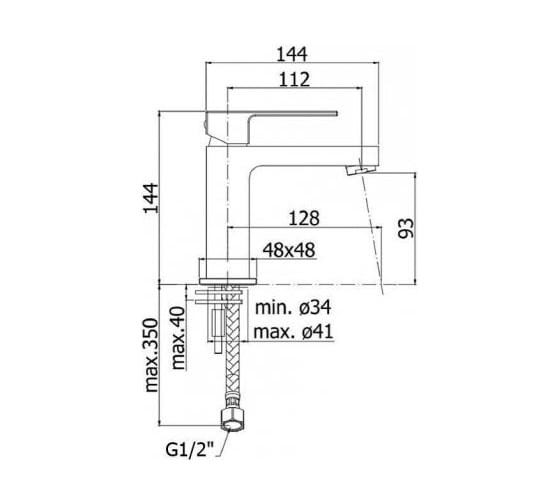 Смеситель для раковины без донного клапана Paffoni EL071NO 00239461