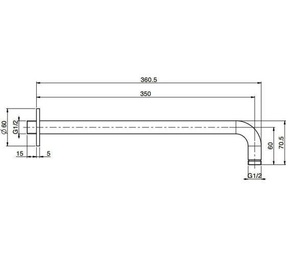 Настенный держатель верхнего душа Fima Carlo Frattini Spillo Steel 350 мм-1/2, цвет Inox F2945INOX
