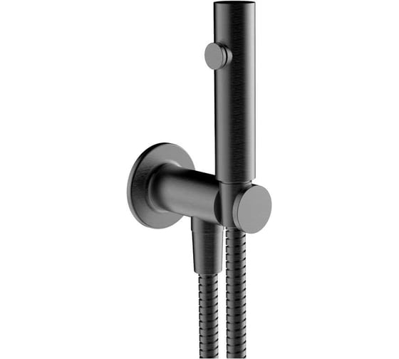 Гигиенический душ Gessi Inciso лейка, шланг 1250 мм, шланговое подсоединение-держатель лейки, цвет Black Metal Brushed PVD 58153.707