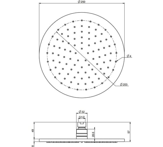 Верхний душ Fima Carlo Frattini Wellness без держателя, D 250 мм, цвет хром F2621/2CR