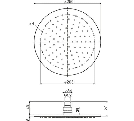Верхний душ Fima Carlo Frattini Wellness без держателя, D 250 мм, черный матовый F2621/2NS