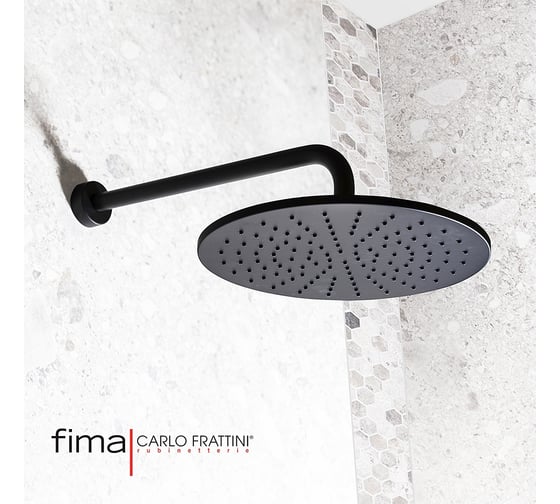 Верхний душ Fima Carlo Frattini Wellness из латуни d=300 мм, круглый, чёрный матовый F2224/2NS