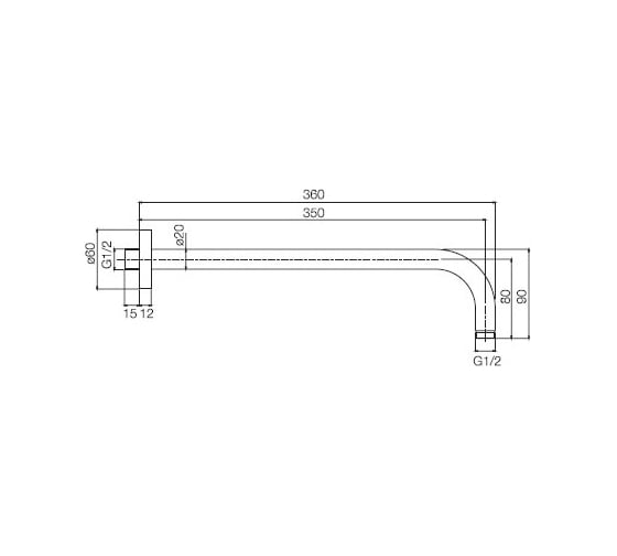 Держатель для верхнего душа Fima Carlo Frattini Wellness 350мм - 1/2”, чёрный матовый F2138NS