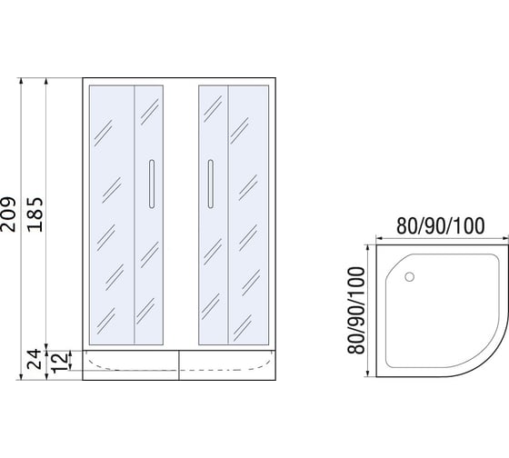 Душевое ограждение без поддона River DON XL 90/24 MT 10000003367