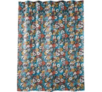 Занавеска для ванной комнаты Moroshka Los Muertos тканевая, цвет красный и синий T690-2