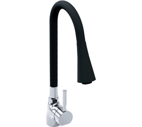 Смеситель для кухонной мойки SWES BARNO латунный, с силиконовым гибким изливом, черный 1YKGB4