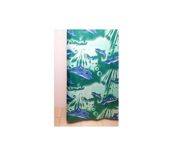 Штора для ванной Delphinium WS-814 S-13 014 зеленая, 180х170 104058 1