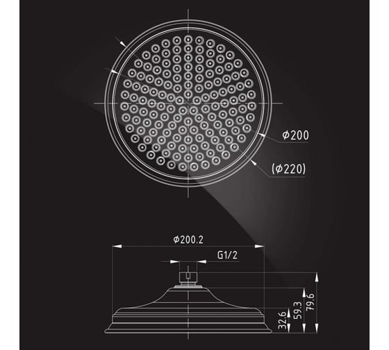 Верхний душ Elghansa латунь, круглый D=220 мм, ClassicLine CD-220-Bronze