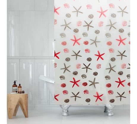 Штора для ванной Delphinium WS-800 LZ-0293 бежевая, 180х180 104109