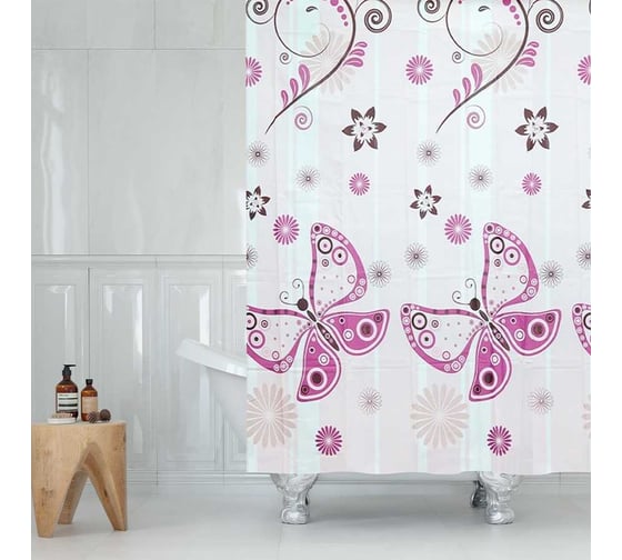 Штора для ванной Delphinium WS-800 бабочки, 180х180 104149