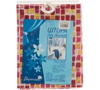 Штора для ванной Delphinium WS-800 мозаика красная, 180х180 104022