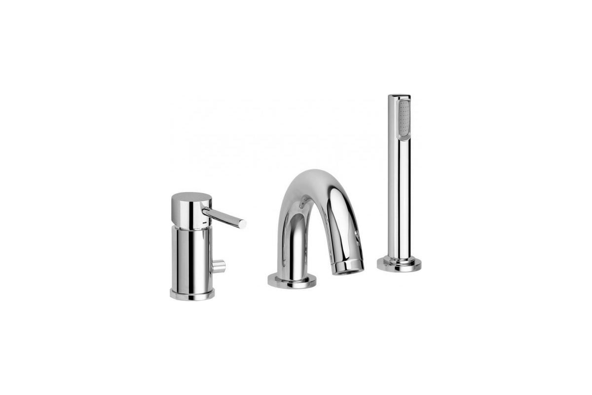 Смеситель на борт ванны Paffoni LIGHT на 3 отв., с душем BIRILLO хром ...