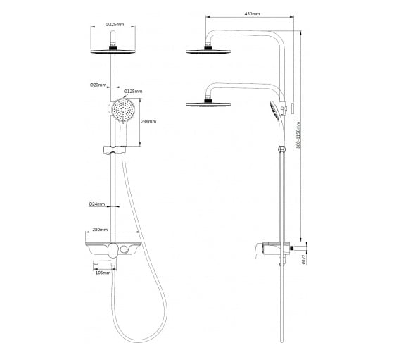 Душевая система Weltwasser WW DP 1020 BL черная 10000003186