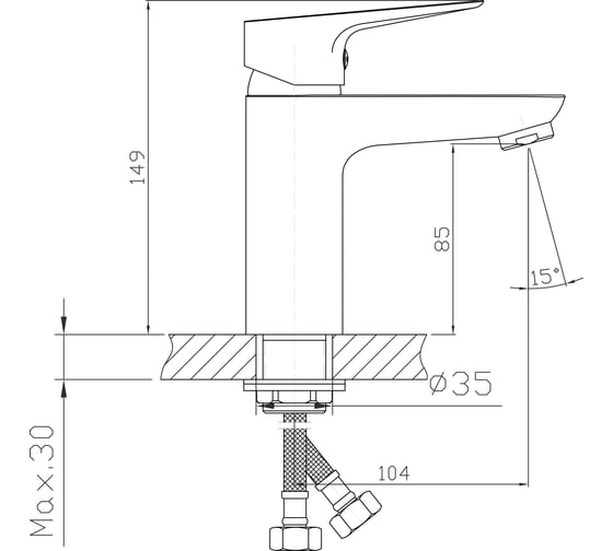 Смеситель для раковины KONNER NRD1000 NORD 6117297