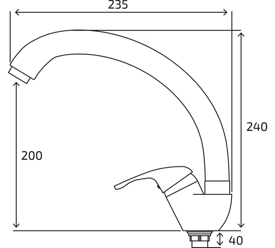 Смеситель для кухни KONNER LIN1200 LINE с высоким поворотным изливом 6126310