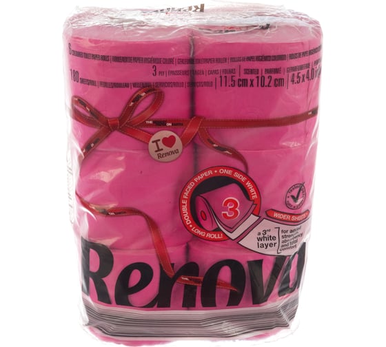 Туалетная бумага Renova 3 слоя, 6 рулонов MAXI Fucsia 5601028025041