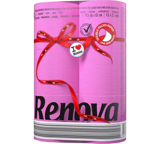 Туалетная бумага Renova 2 слоя, 6 рулонов Fucsia, упаковка 5601028020756 1