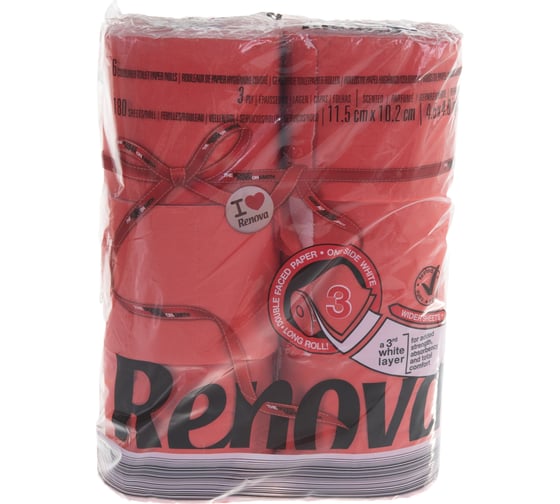 Туалетная бумага Renova 3 слоя, 6 рулонов MAXI Red 5601028025058