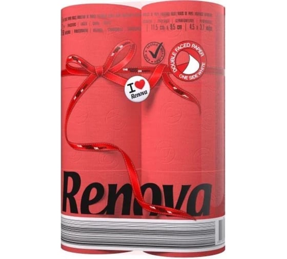 Туалетная бумага Renova 2 слоя 6 рулонов Red, упаковка 5601028020763 1